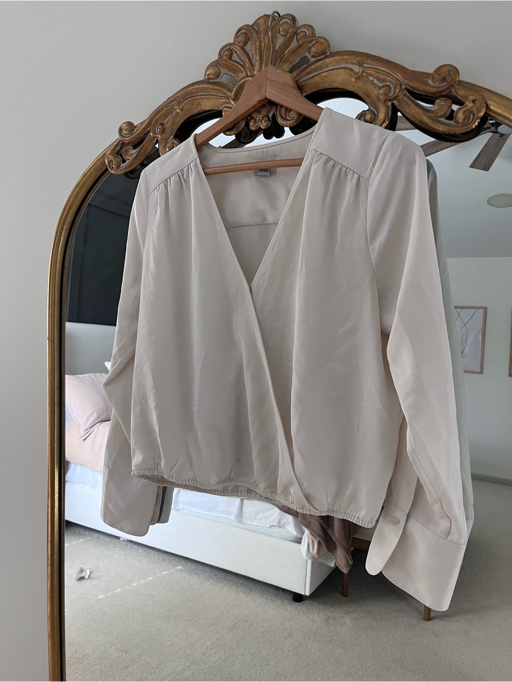 A new day Light Beige Wrap Front Blouse